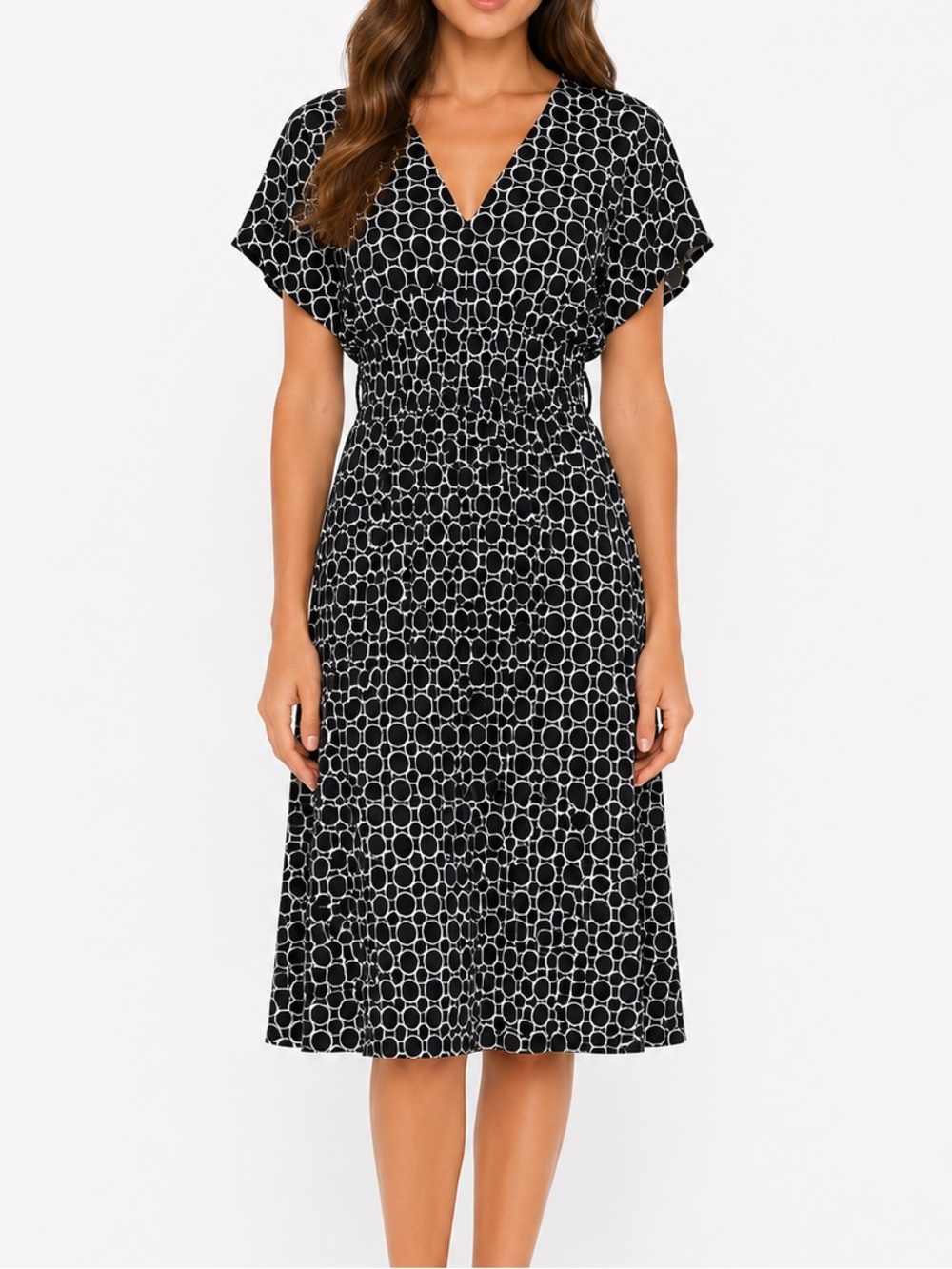 Apt. 9 Black and White Geometric Midi Dress